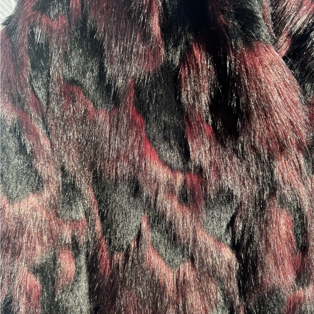 Adrienne Landau Black and Wine/Burgundy Teddy Jacket - Picture 3 of 7